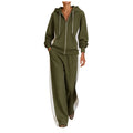 Women's Polyester 2-Piece Sweat Set Zip Hoodie and Baggy Pants