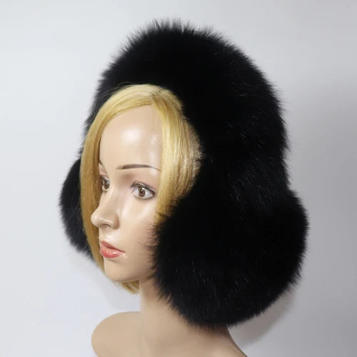 Real Fox Fur Earmuffs for Winter Women Warm Natural Raccoon Fur Earmuffs Girls Ear Warmer Genuine Fur Scarves Plush Ear Muff