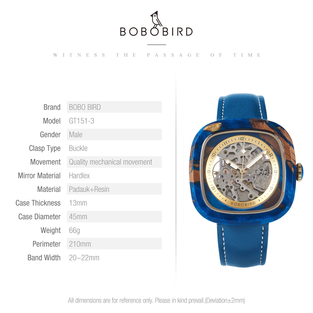 Personalized Men's Mechanical BOBO BIRD Resin Wooden Wristwatch Customized Name Logo Gift for Boyfriend Support Dropshipping