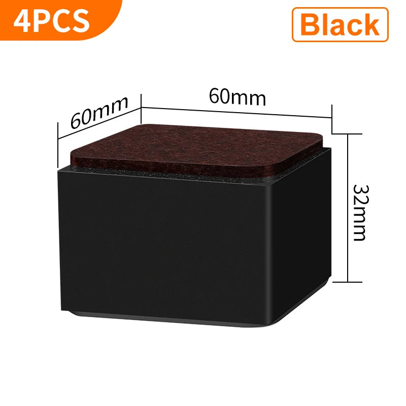 Bed Furniture Square Risers Solid Steel Bed Furniture Post Lifts Protect Floors Anti Scratch Wood and Carpet Surface Heavy Duty