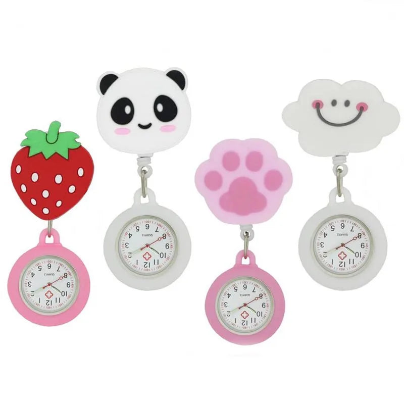 AIYOHI Unisex Quartz Pocket Watch with Retractable Badge Reel