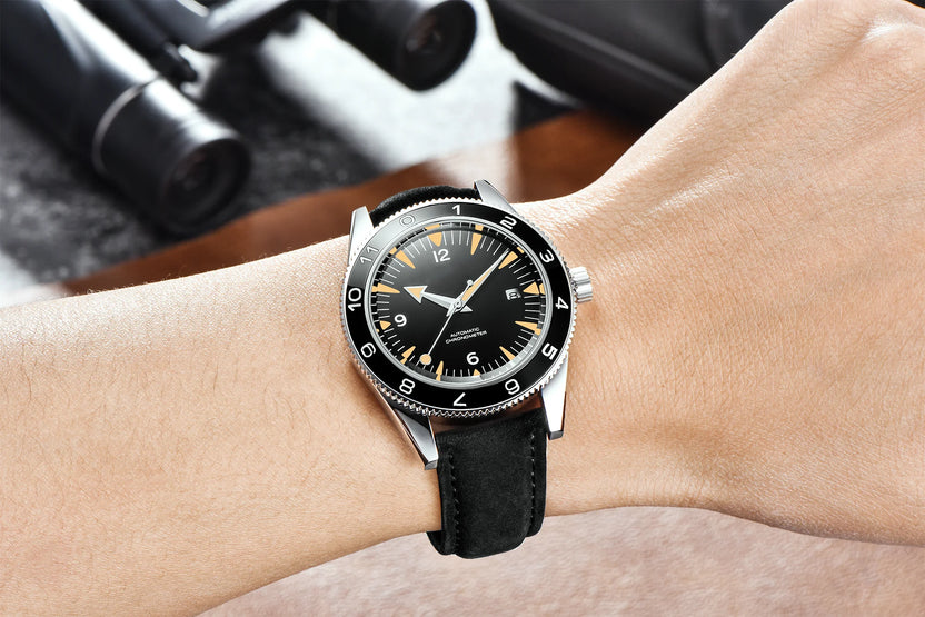 Męski zegarek 41 mm z własnym logo, luksusowy zegarek biznesowy z mechanizmem automatycznym NH35, szafirowe szkło, datownik, zegarek nurkowy