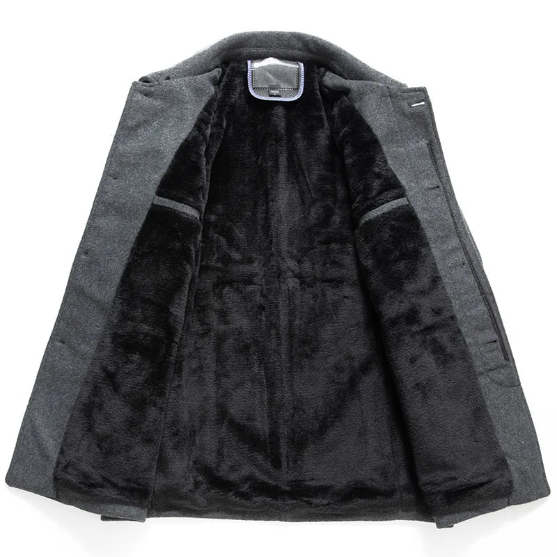 Chaqueta de corte ajustado para hombre en mezcla de lana y algodón con forro polar para otoño e invierno