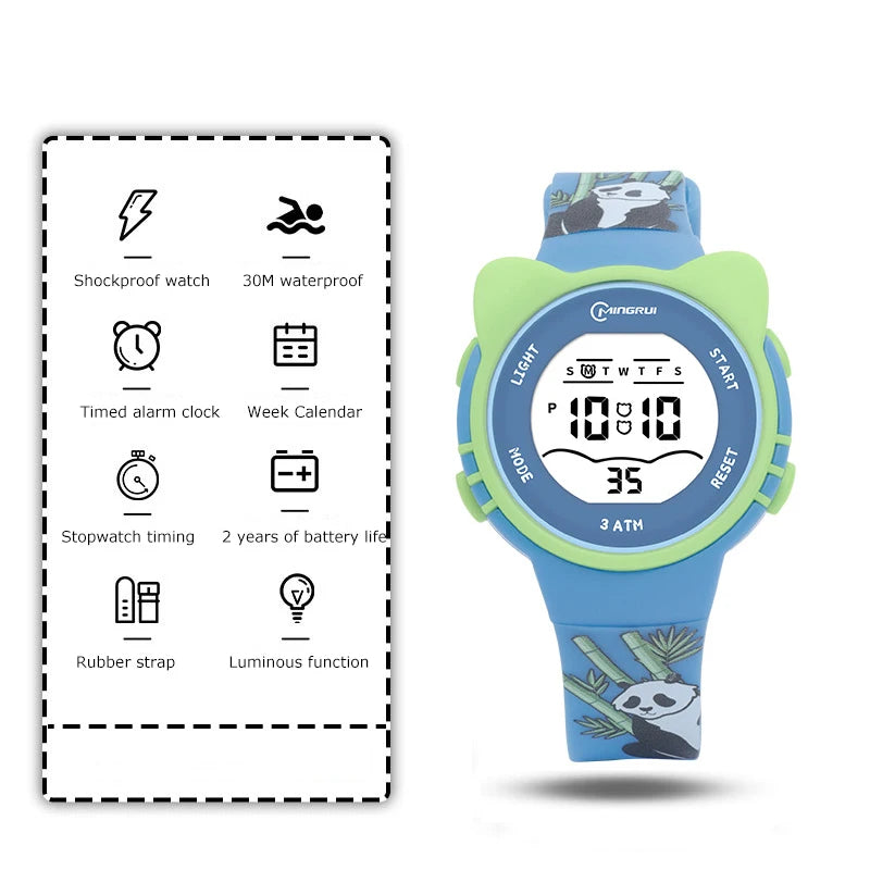 Children Watch Girls Cute Cartoon Electronic Watches Waterproof Alarm Clock Multi Functional Boys Student Wristwatch