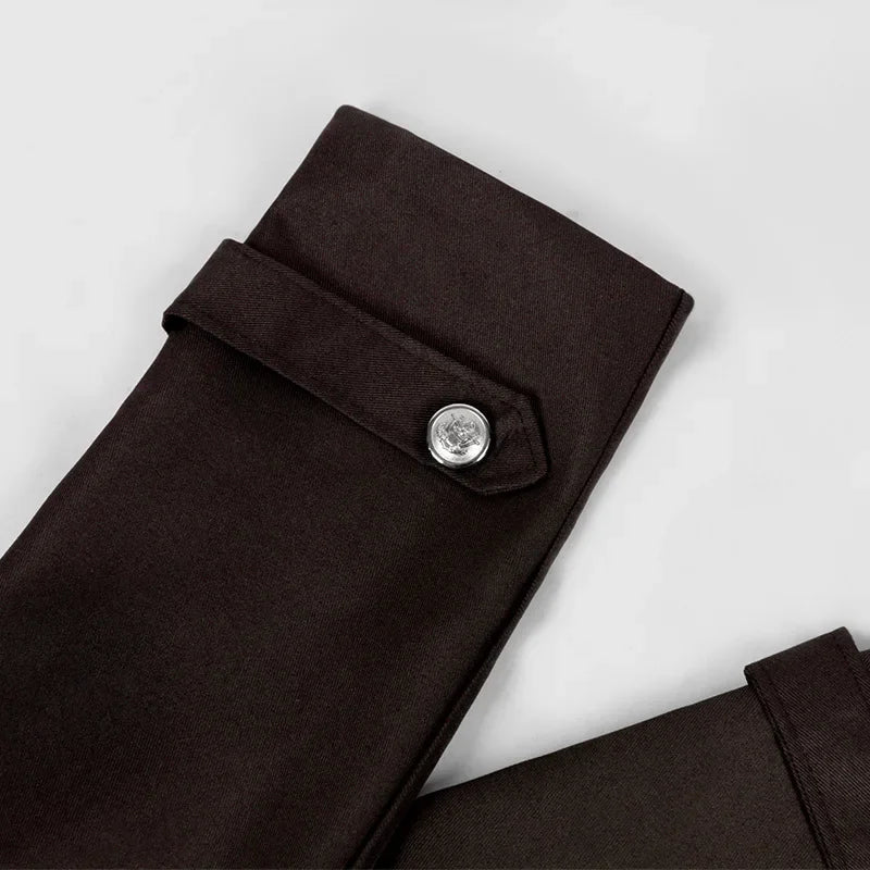 Gabardina gótica para hombre, abrigo medieval steampunk retro, cruzado, con ribete, de solapa, vintage, largo