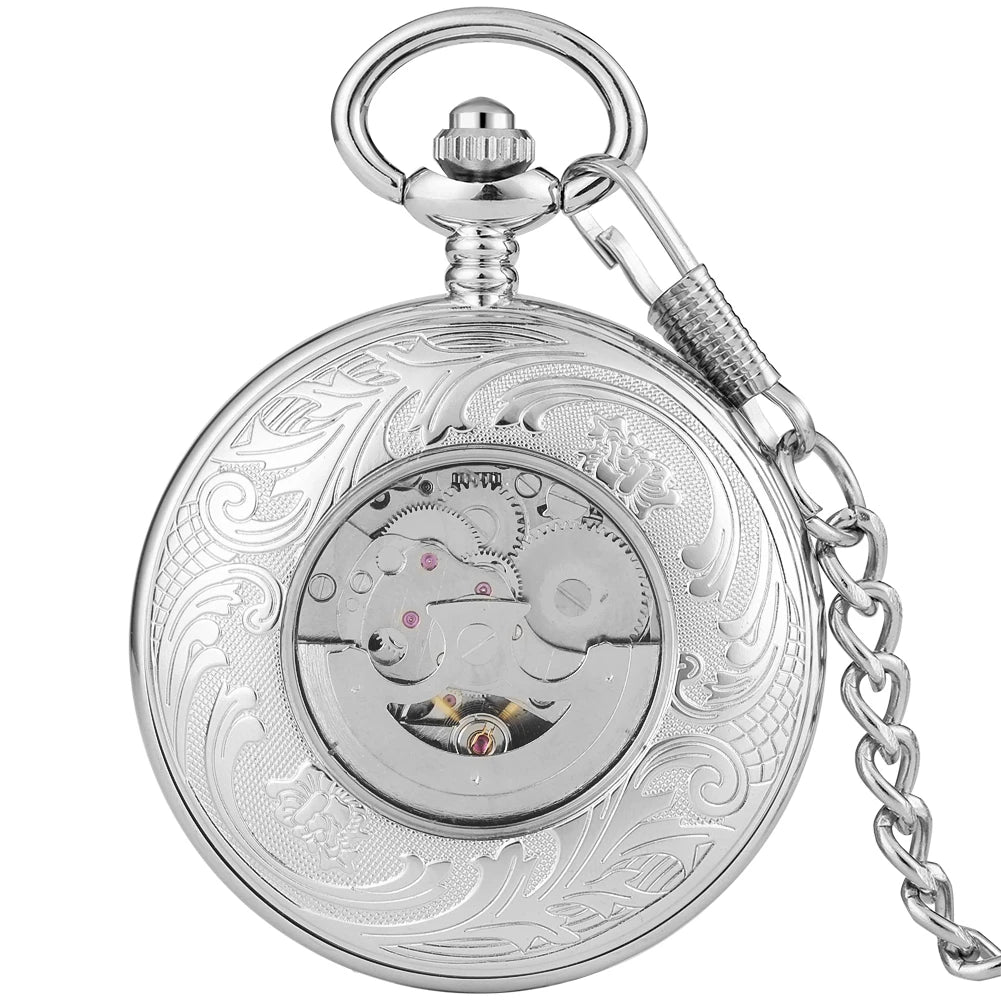 Reloj de bolsillo mecánico automático Steampunk YISUYA con esfera azul