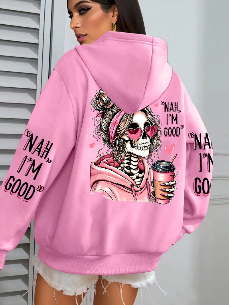 Sudadera con capucha para mujer, estampado divertido "Expensive Talks Back", suelta, multicolor, con forro polar, estilo deportivo informal con bolsillo para otoño