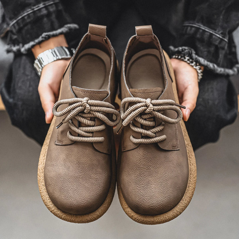 Men Plus Size Retro British Style PU Leather Shoes Ankle Comfortable Foot Feel Casual Shoe Wear-Resistant Outsole Walking Shoes