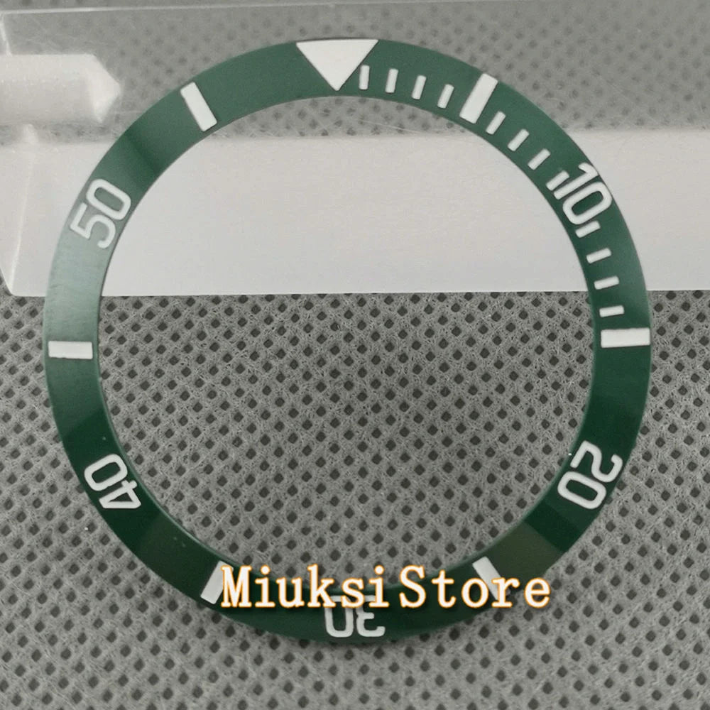 Inserto de bisel de cerámica negro, azul, blanco y verde de 38 mm para reloj automático para hombre Submariner de 40 mm