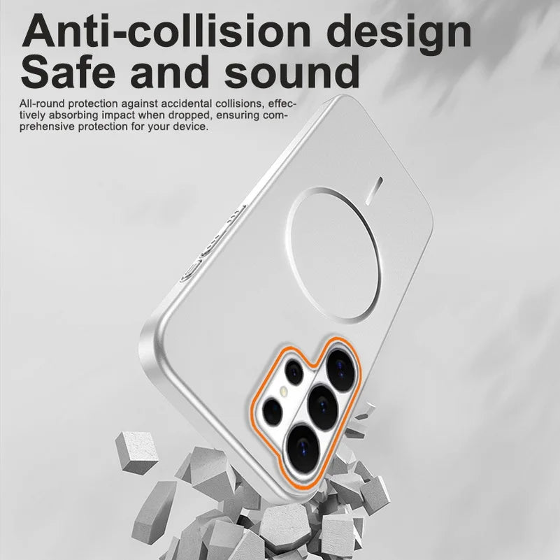 Metallic Paint Matte Case For Samsung S26 Ultra S26 + Galaxy S25 Edge S24 Fe S23 S22 A56 A55 Lens Protection Shockproof Cover