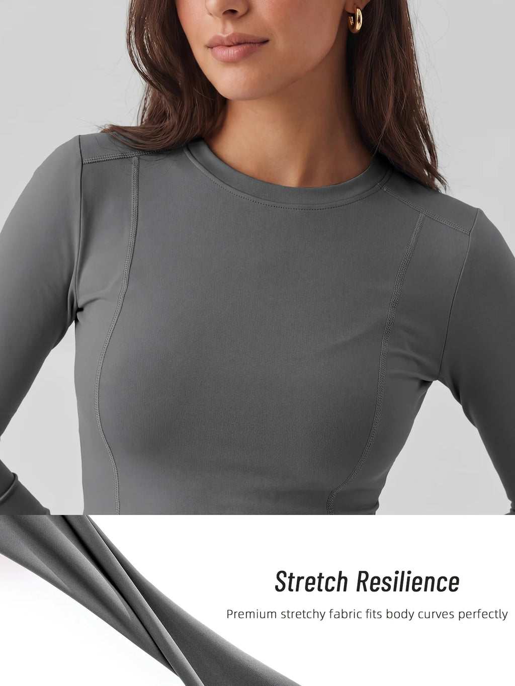 SOYUN Women's Full-Length Tight-Fit Yoga Gym T-Shirt - Long Sleeve Workout Top with Full Coverage, Non-See-Through & Hand