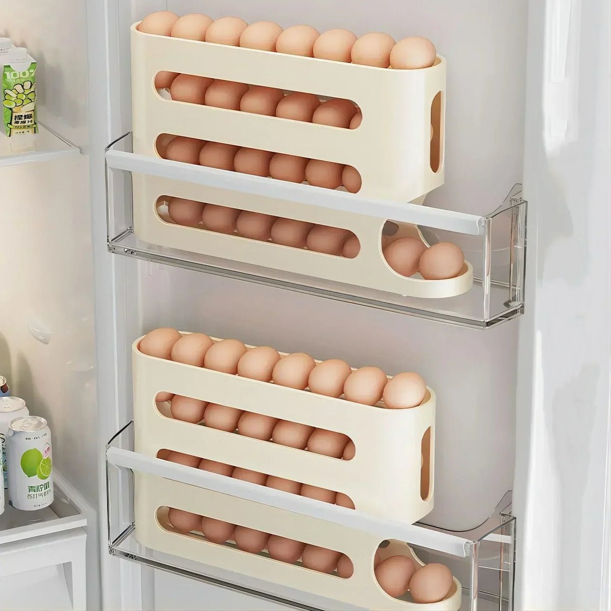2-4-Layer Slide Egg Storage Box Ladder Style Egg Box Storage Refrigerator Side Door Large Capacity Automatic Egg Rolling Machine