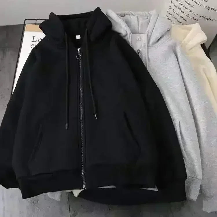Koreańska moda, prosty szary dwustronny damski rozpinany hoodie oversize Y2K, nowość, Harajuku, gotyk, casual, bluza dla par typu joker