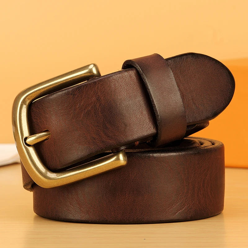 Full Grain Leather Belt for Men100% Italian Real Solid Leather Casual Jeans Belt 5mm Thick Men's Heavy Duty Work Belt
