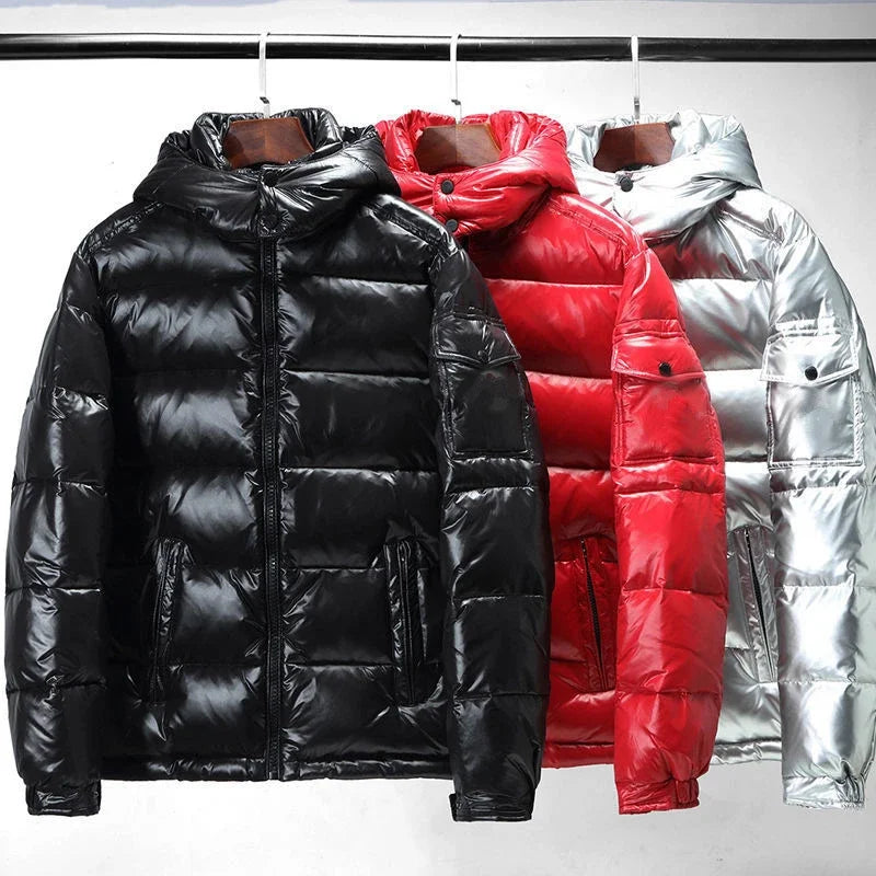 Parkas térmicas cortavientos de manga larga para hombre, de alta calidad, con capucha, estilo moderno, color sólido, chaqueta acolchada corta de invierno
