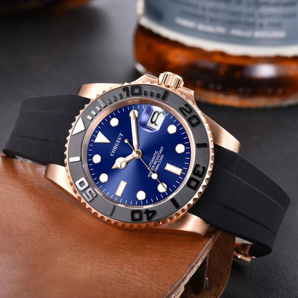 Custom Logo Luxury Sapphire Crystal NH35 Miyota Automatic Mechanical Watch Rose Men's Watch 10Bar Swimming Date Male Clock