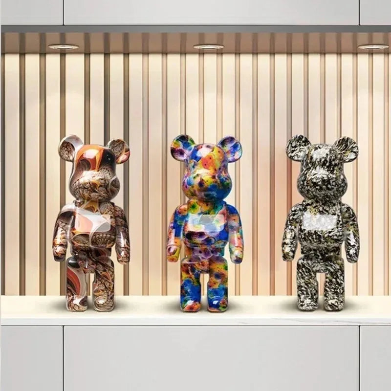 Figura de oso de grafiti de 27 cm/10 pulgadas, decoración del hogar, adorno abstracto de animal, alcancía, escultura moderna para habitación, decoración de mesa