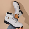Women's Chunky Heel Ankle Boots with Side Zipper and Buckle