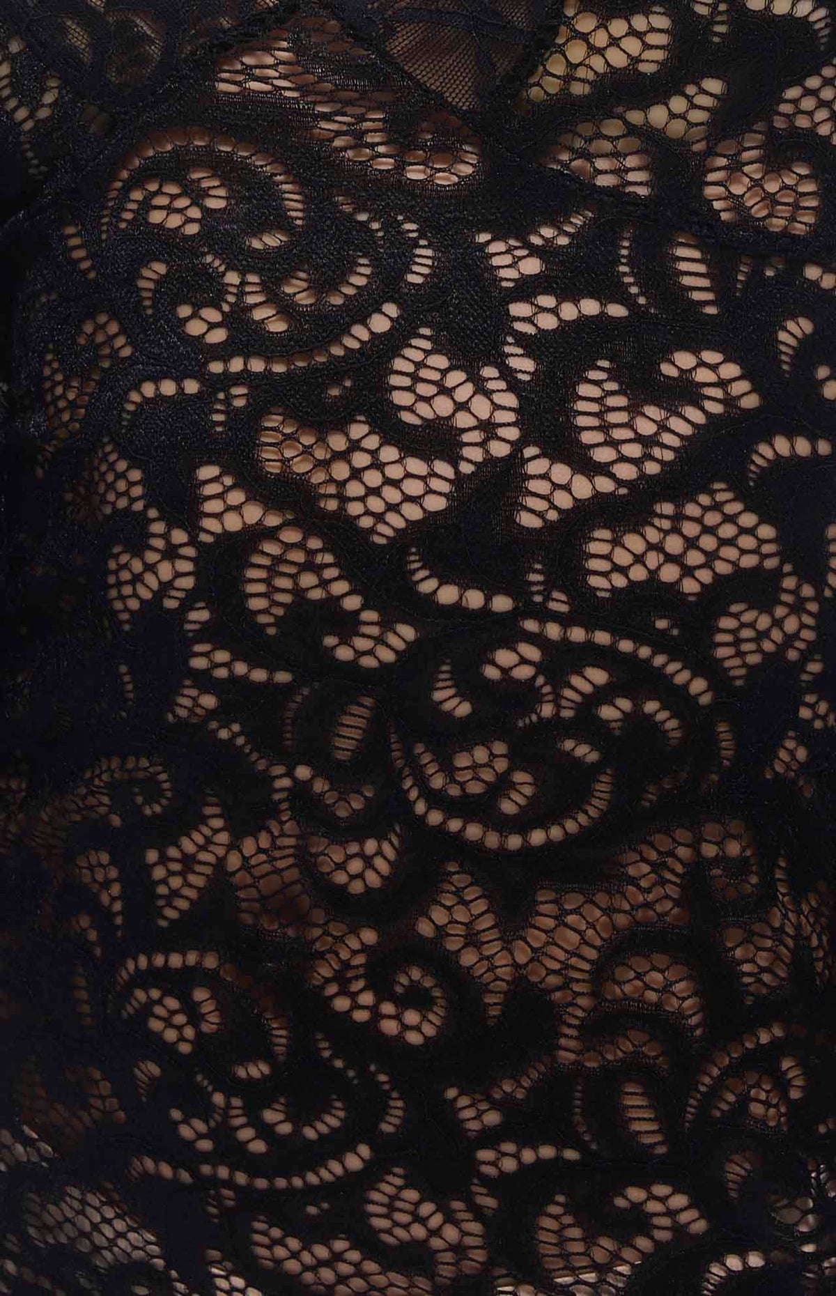 Sekna V-Cut Floral Lace Maxi Dress Black