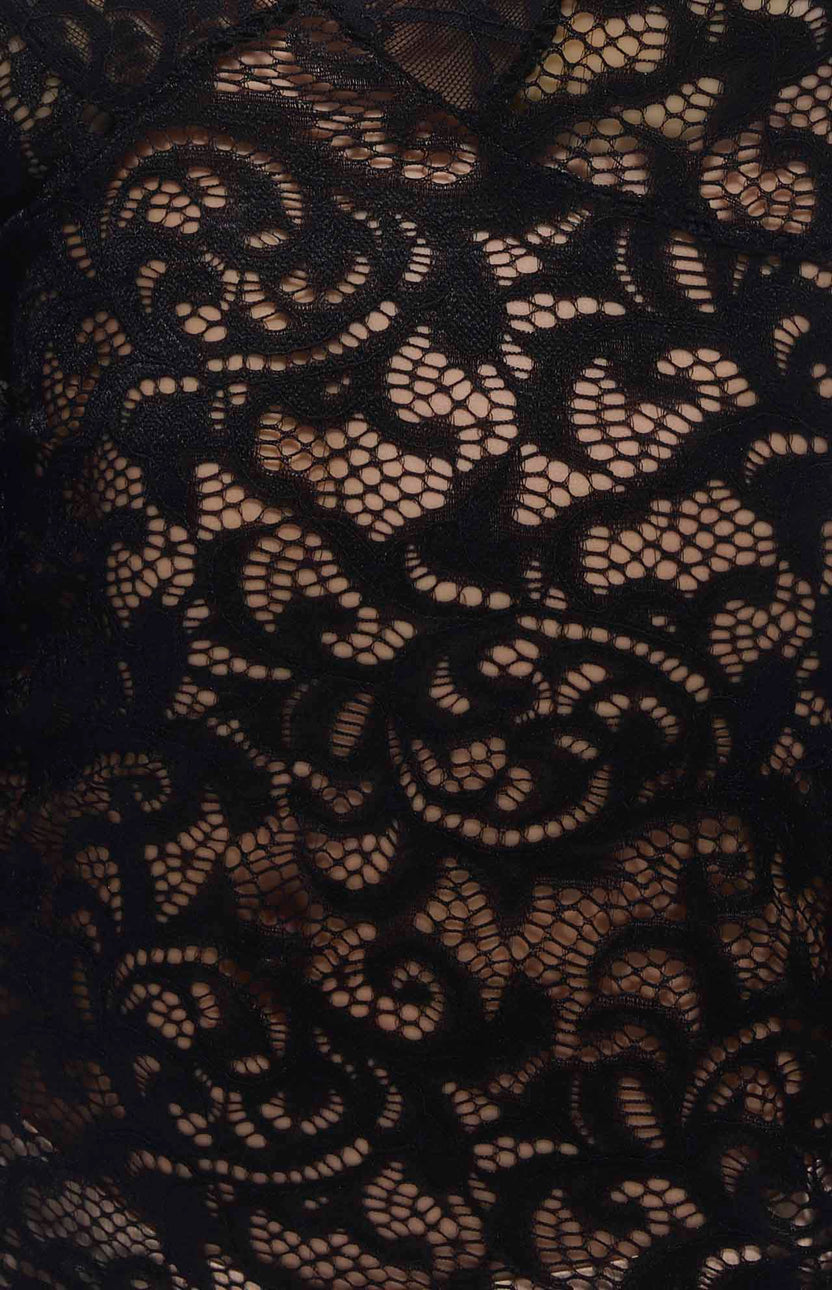Robe longue Sekna à col en V en dentelle florale noire