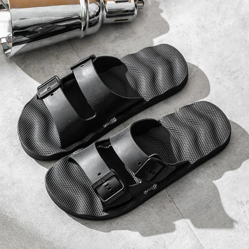 Men Slippers New Casual Stripes Sandals Summer Fashion Men Classic Flip Flops Hot Soft Beach Shoes Male Outddor Shoes Size 37-49