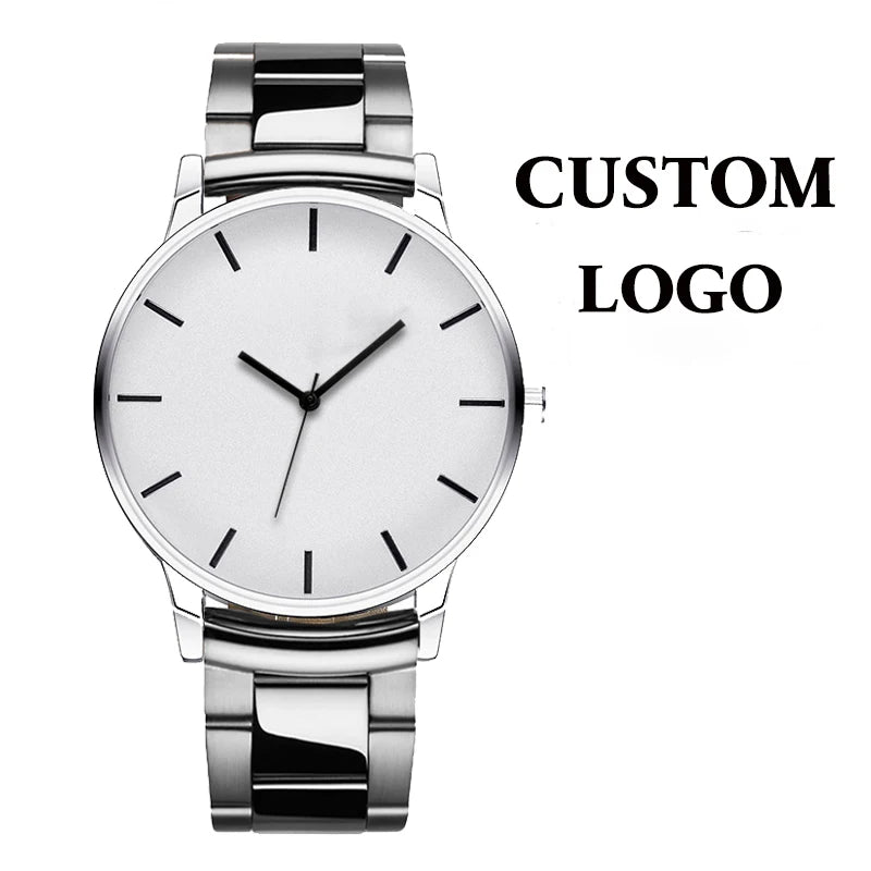 Personal Mark Black Tone Stainless Steel Classic Men's Wristwatch Customized Family Photo Picture Watch Gift Relogio