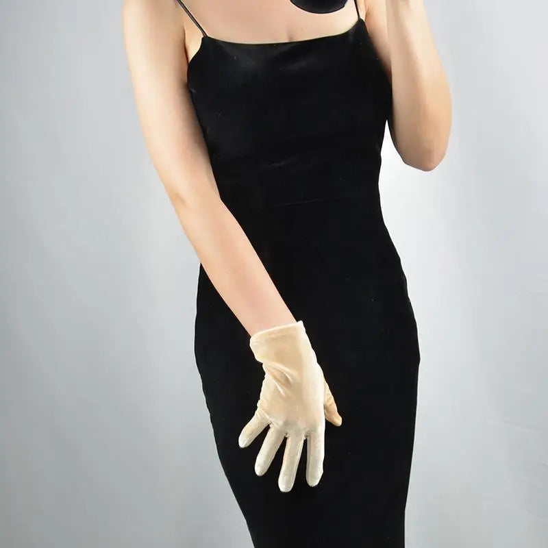 Velvet Gloves 70cm Extra Long Black Opera Female High Elastic Swan Velour Gold Velvet Touchscreen Women Evening Gloves WSR26