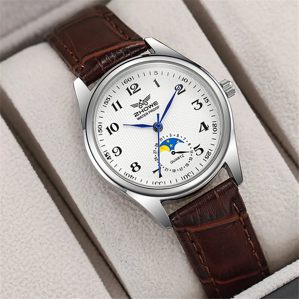 Fashion 2025 New Couple's Watch Simple Calendar Digital Quartz Watch Casual Black Leather Ladies Clock Dress Watches