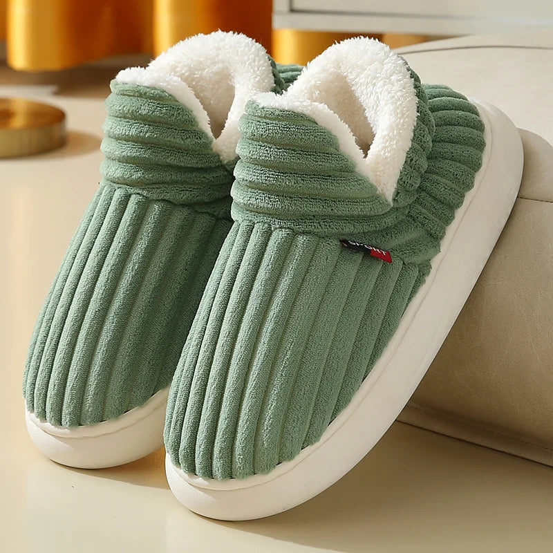 Evshine Soft Sole Slippers for Women Winter Fashion Women Fur Slippers Fuzzy Plush Men Slippers Warm Furry Women Cotton Shoes