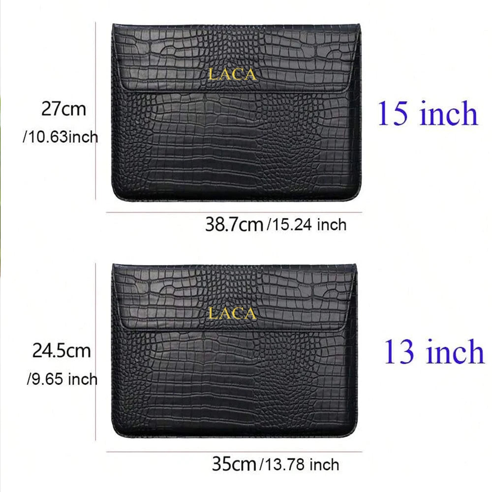 Customized Letter Crocodile PU Leather Men's Laptop Case Bag 13.3/15.4 Pro Laptop Stand Cover Case, Unisex