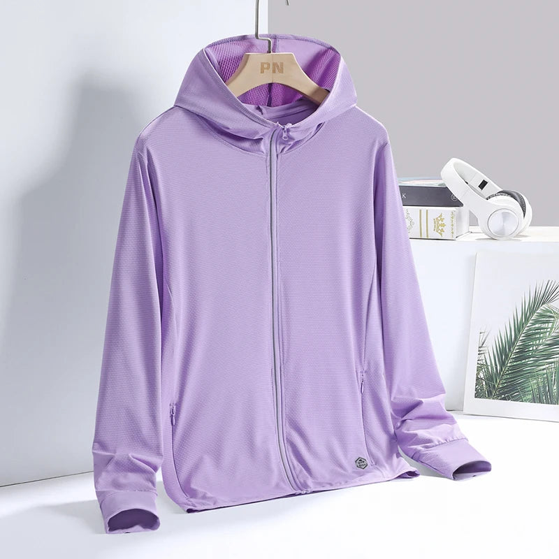 YJKVUR Sudadera con capucha unisex de verano con protección solar UV UPF 50+, chaqueta ligera de manga larga para hombre y mujer, para senderismo y actividades al aire libre