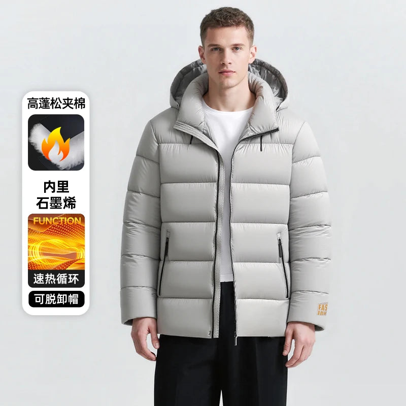 New Glossy Parkas Black Gold Short Cotton Jacket Mens Winter Shiny Parkas Warm Jacket With Hood Casual Quilted Puffer Jackets