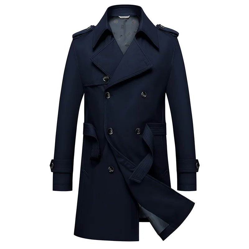 Klassisk trenchcoat för män 8XL plus size vindjacka hög kvalitet business casual vindkappa herrkläder överdimensionerade ponchos
