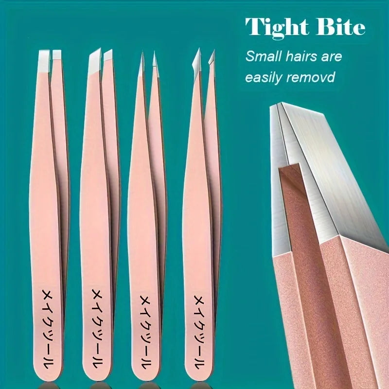 1/4pcs Set Professional Eyebrow Hair Removal Splinter Tweezers Set Perfect for Very Effortless and Relaxed to Remove