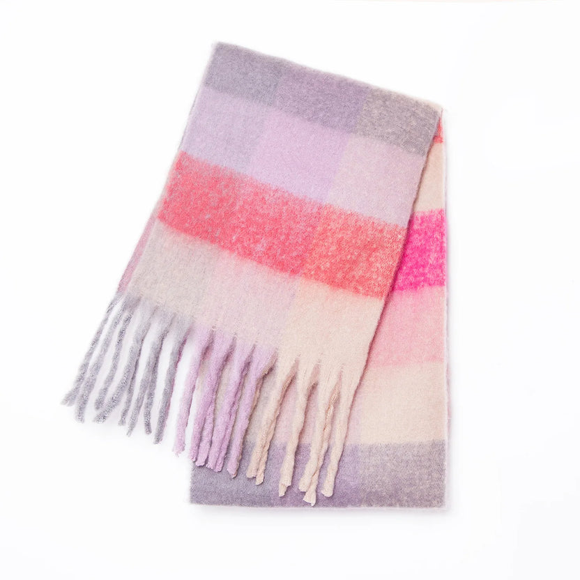 2026 Winter Thick Warm Scarf Women Cashmere Shawl and Wraps Pashmina Neckerchief Bufanda Female Rainbow Hairy Tessel Echarpe New
