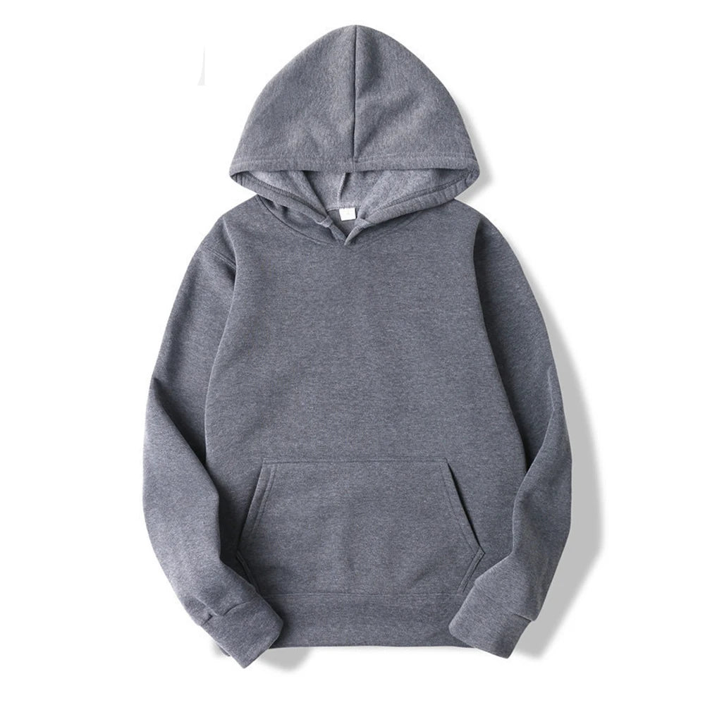 Herr- och damtröjor med huva, pullover för vår och höst, vardaglig huvtröja, enfärgade hoodies, oversize svart tröja för herrar