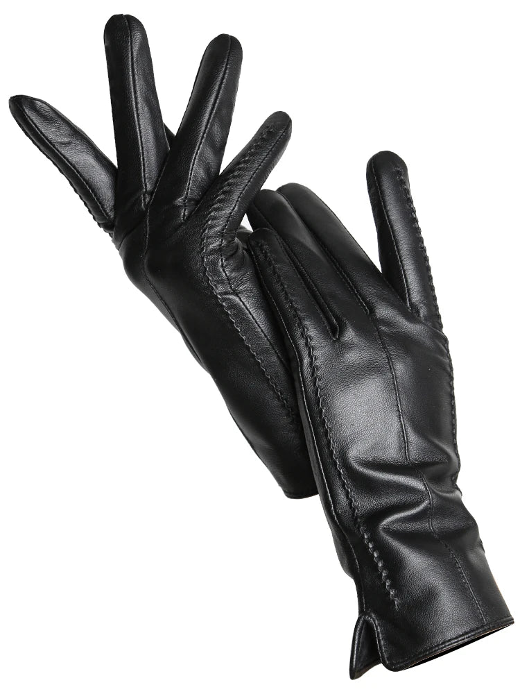 Damen-Lammfellhandschuhe Winter Warm mit Plüschfutter