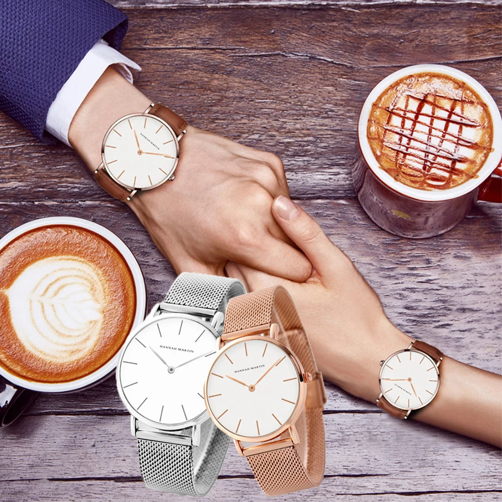 Montres pour couples en dropshipping, ensemble de montres simples, style décontracté et tendance, bracelet en maille d'acier, montre de sport étanche de marque de luxe, Relogio Masculino