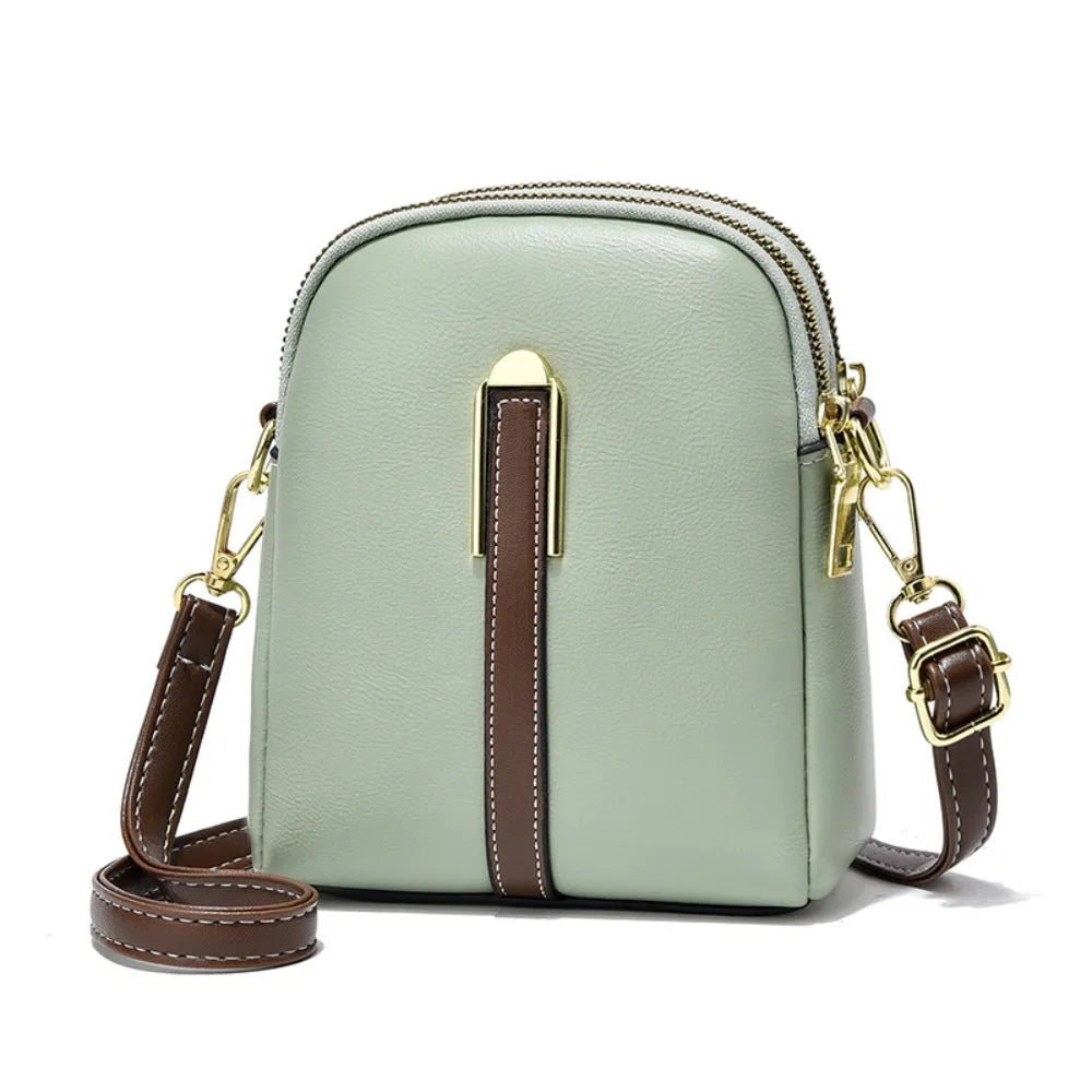 Retro Mini Women's PU Leather Crossbody Shoulder Bag with Zipper