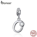 BAMOER 26 Letters Alphabet Pendant 925 Sterling Silver Handwritten Language Pendants Charm for Bracelets and Necklace SCC1183
