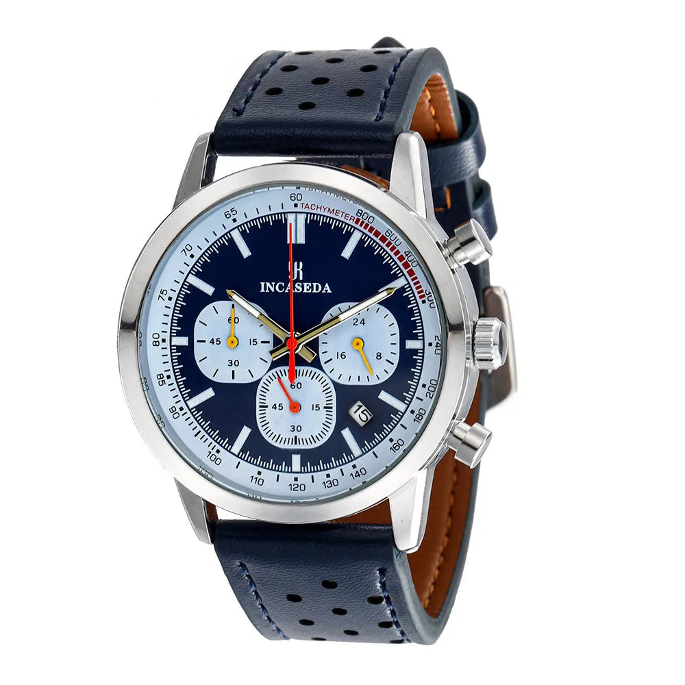 Reloj de cuarzo multifuncional luminoso, deportivo, impermeable y con cronógrafo, de cuero