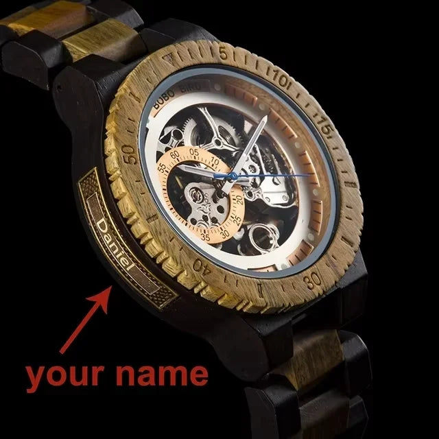Wooden Automatic Mechanical Watch Men Wristwatch BOBO BIRD Top Fashion Luminous Hands Clock Custom Gift Box Relogio Masculino