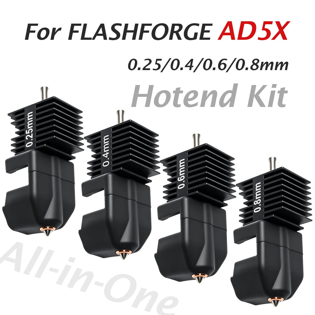 Upgraded Hotend Kit For Flashforge AD5X 0.25/0.4/0.6/0.8mm One-Piece Bimetal Nozzle Hot End Kit For AD5X 3D Printer Accessories