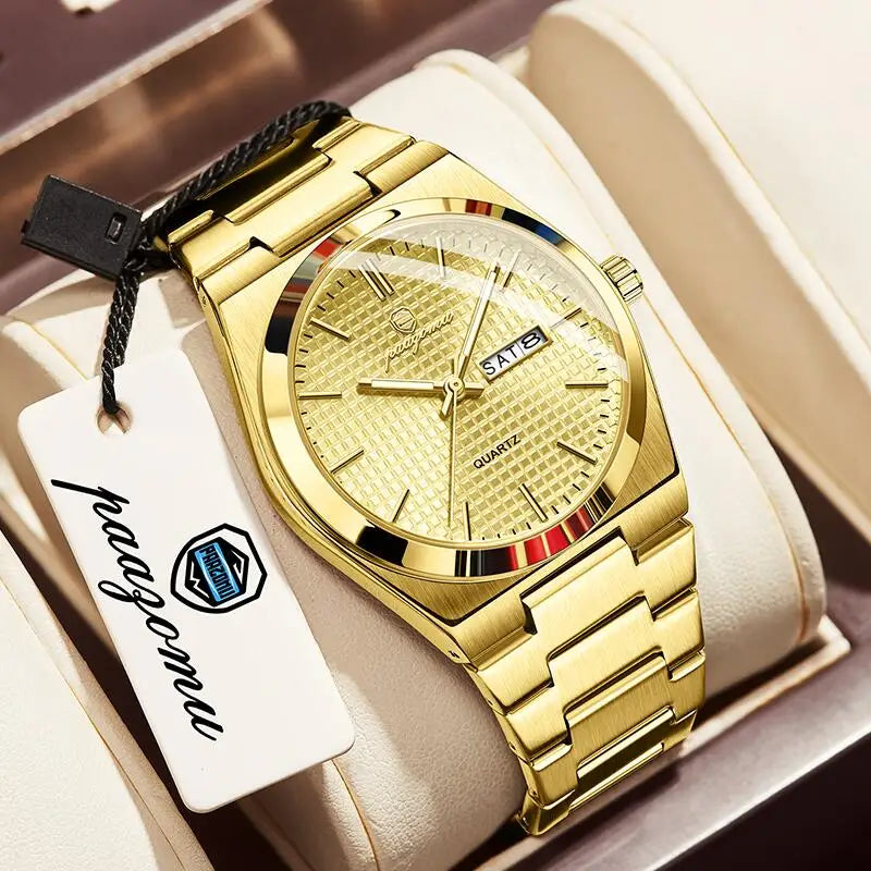 Reloj personalizado PAAZOMU de lujo para hombre, cronógrafo moderno, luminoso, resistente al agua, con fecha, reloj de cuarzo para hombre