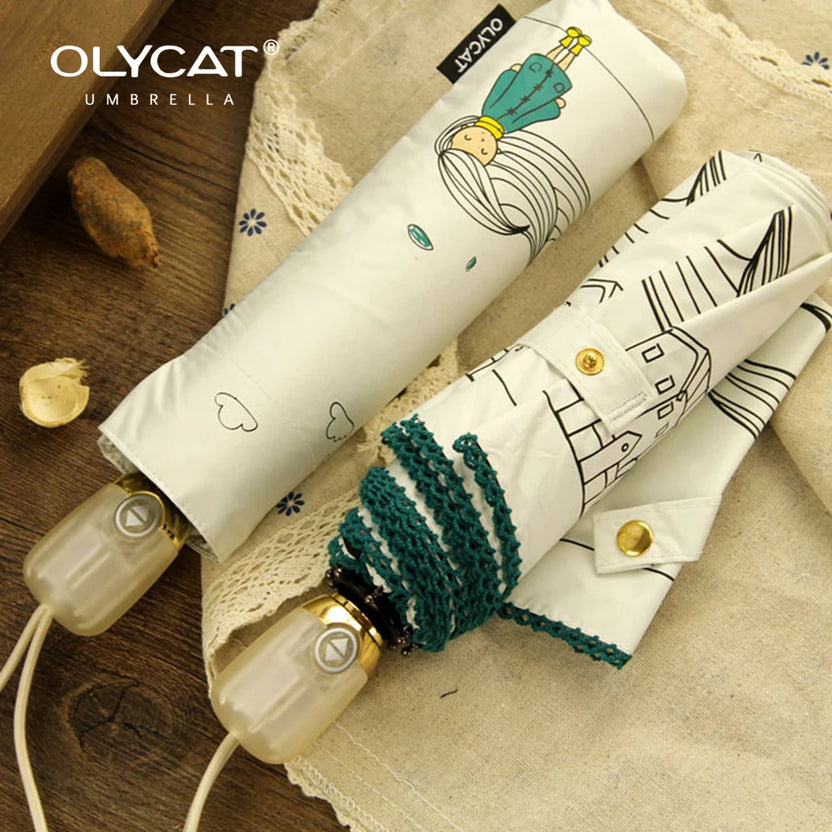 OLYCAT Automatic UV Umbrella Rain Waterproof, 8K Windproof Sun Umbrellas UV Protection, Folding Parasol Umbrella Woman
