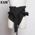 Black Cloth Asymmetrical Bow Bandage Wide Belt Personality Women New Fashion Tide All-Match Spring Autumn 2026 1A778