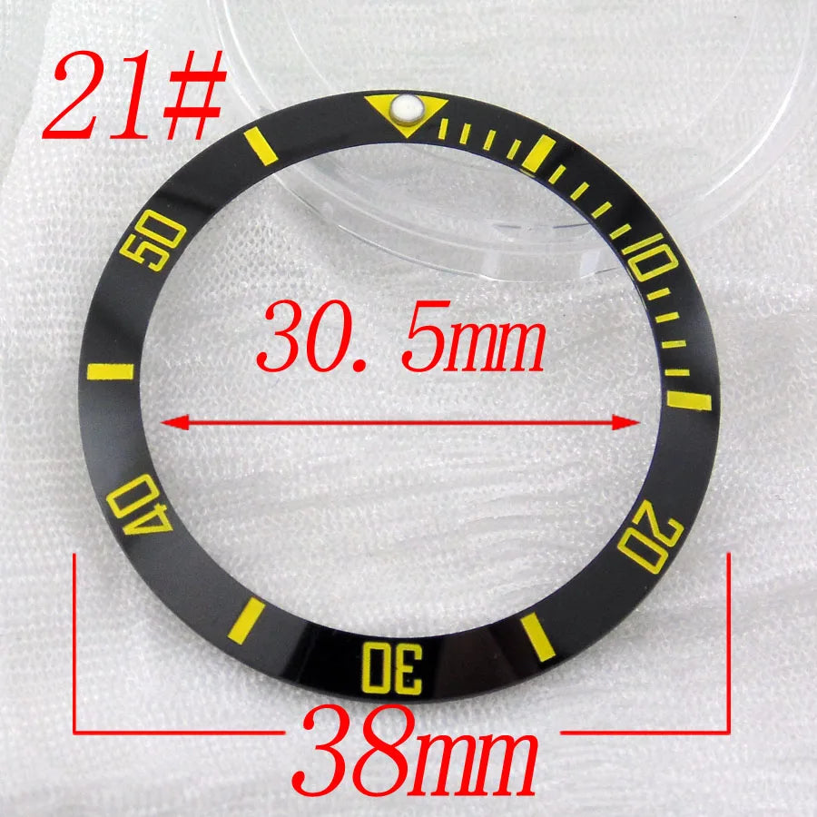 Inserto de bisel de cerámica negro, azul, blanco y verde de 38 mm para reloj automático para hombre Submariner de 40 mm