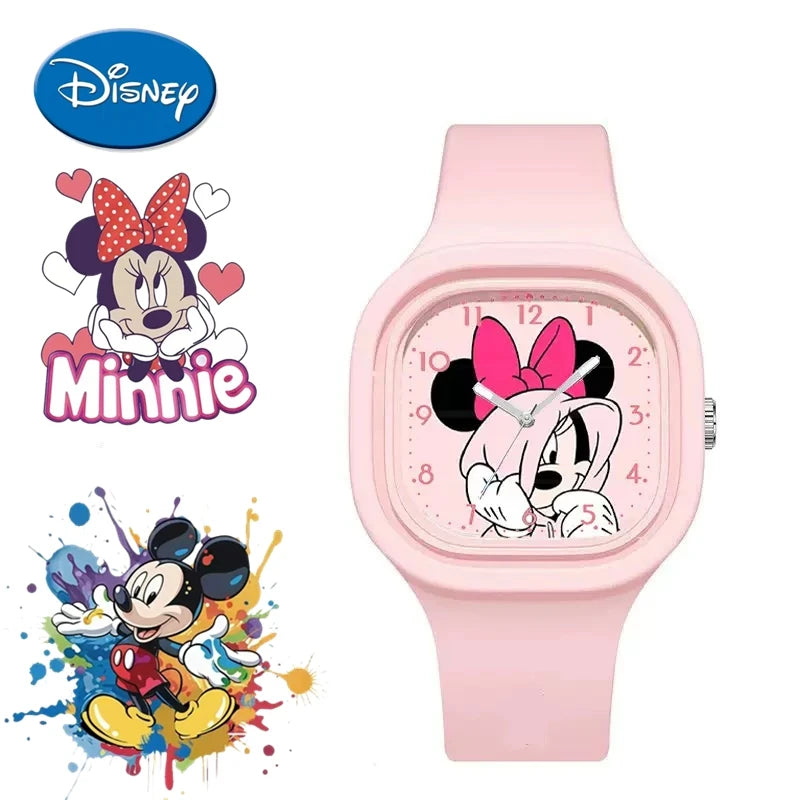 Relojes infantiles de Mickey y Minnie Mouse para niño y niña, lindos relojes de moda con dibujos animados para estudiantes de primaria, regalo de cumpleaños