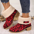 Women's Mid-Calf Square Heel Microfiber Winter Boots with Plush Lining