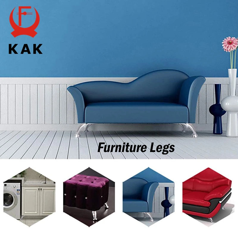 KAK 4pcs Bright Chrome Furniture Leg Metal Table Feet Sofa Bed Legs Replacement Manicure Pillow Feet Furniture Hardware